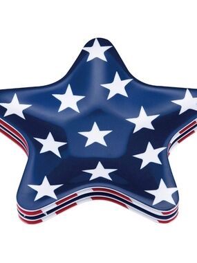 Patriotic Star Shaped Salad Plates, Melamine Appetizer and Dessert Plates, S/4